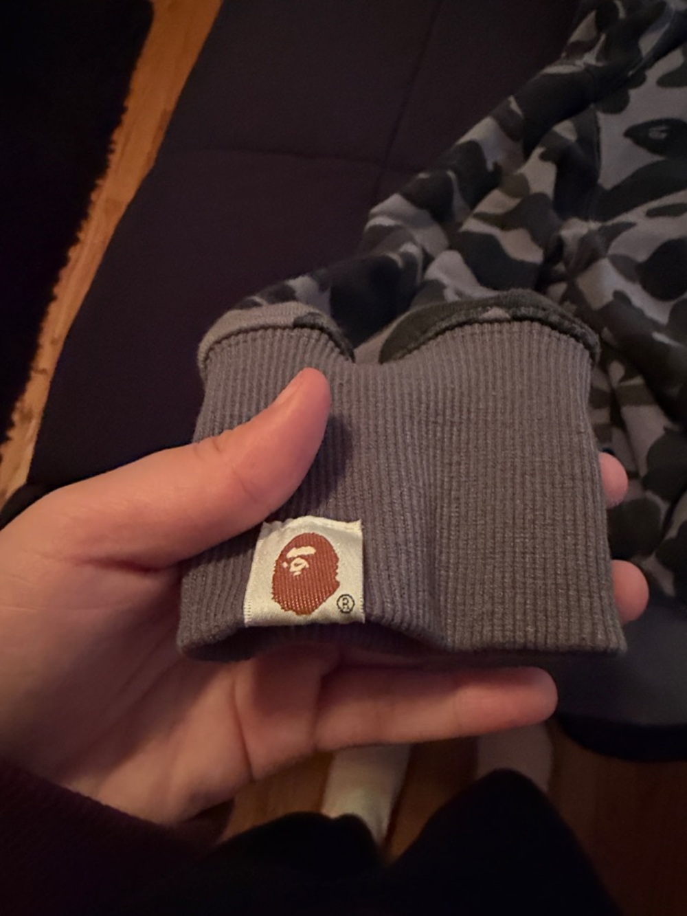 Bape Gray and Black Camo Hoodie - Picture 7 of 7